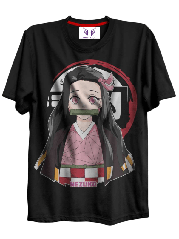 Camiseta anime Nezuko negra – Camiseta manga estilo Demon Slayer unisex