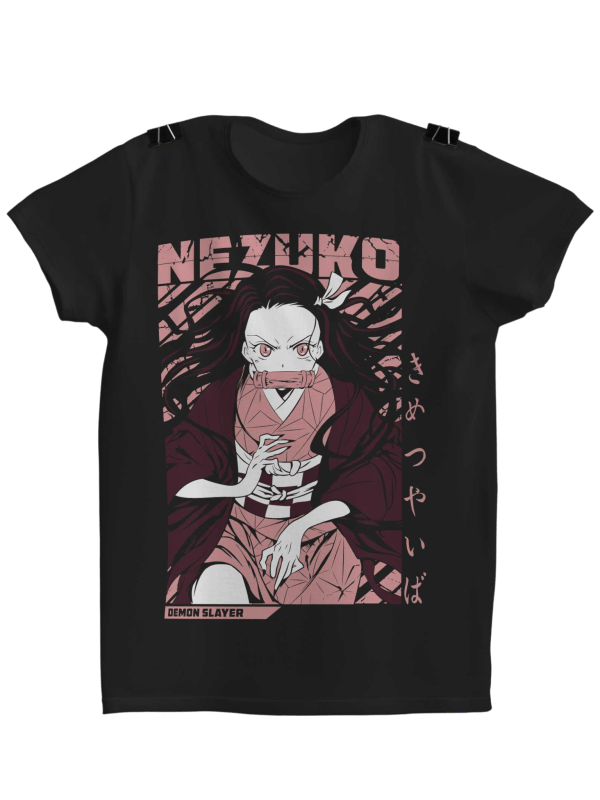 Camiseta anime Nezuko negra – Camiseta manga estilo Demon Slayer unisex
