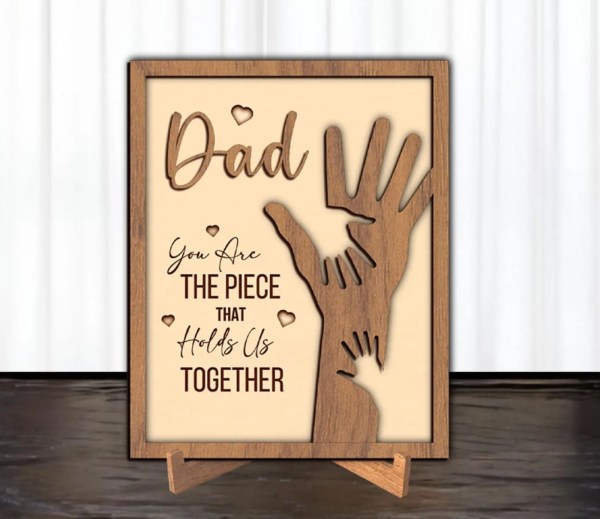 Cuadro de Madera Personalizado para Papá – Regalo Emotivo con Manos Familiares