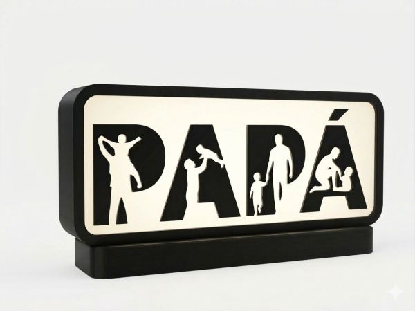Lámpara LED Papá con Siluetas Familia